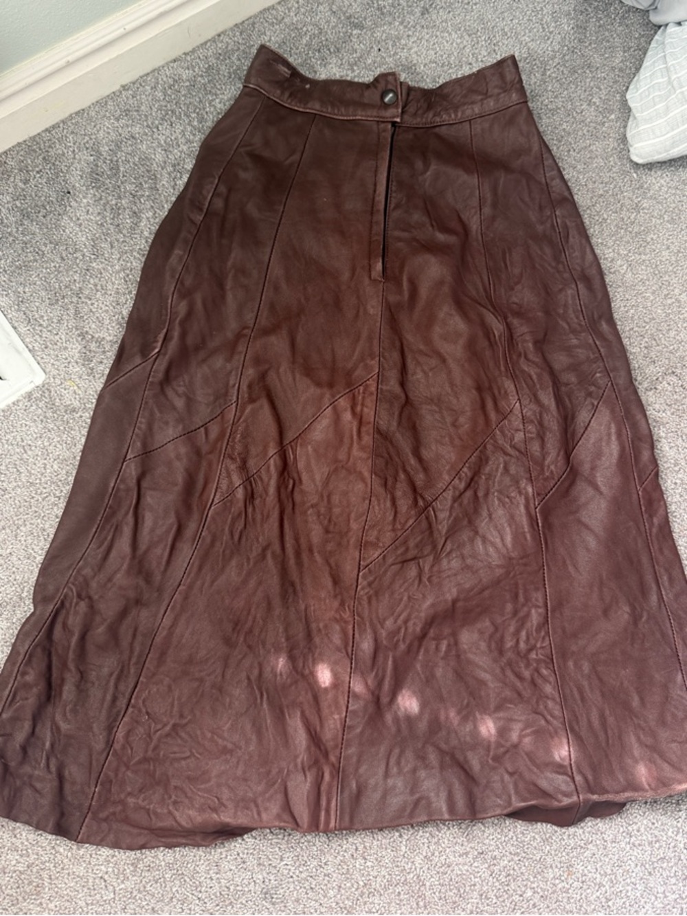 Brown Leather A-Line Women's Skirt